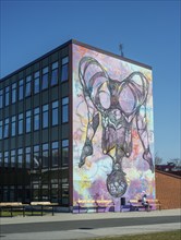 Erotic mural on a school building in Ystad by artist Carolina Falkholt, Skåne County, Sweden,