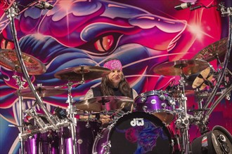 Copenhagen, Denmark - 19.6.2024: Stix Zadinia, drummer of the band Steel Panther at the Copenhell