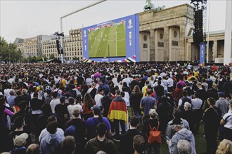 Fans react during the European Championship preliminary round match between Germany and Hungary on