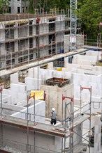 Building site, new construction of apartment blocks, shell construction, Essen, North