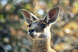 Cute wild kangaroo in front of blurry background. Generative Ai, AI generated