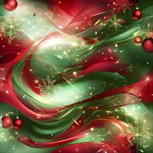 Abstract wallpaper illustration of Christmas symbols for gift cards, swirling shapes and lines, in