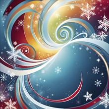 Abstract illustration wallpaper of different Christmas symbols, vibrant colors and soft swirling