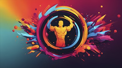 Abstract symbol encapsulating the essence of health and fitness in vibrant colors, AI generated