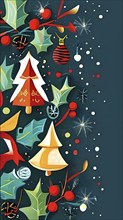 Abstract mix of traditional Christmas symbols arranged in a vibrant modern style, AI generated