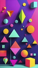 Abstract minimalist illustration theme in vibrant neon color accents symbolizing fun and ease, AI