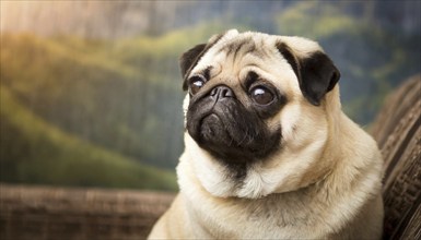 Pets, dog, pug, English dog breed, AI-generated, AI generated