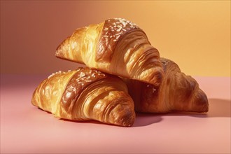 Croissants on studio background. KI generiert, generiert AI generated