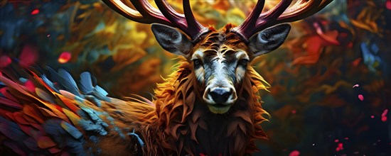 AI generated wildlife image of a morphing deer enhanced with digital art