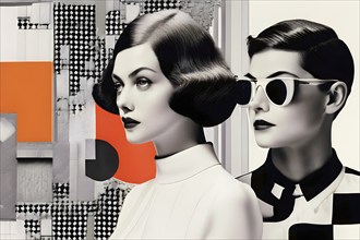 AI generated illustration a whimsically modern and antiquated fusion collage where monochrome