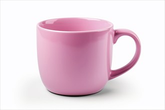 Pink mug on white background. AI generated