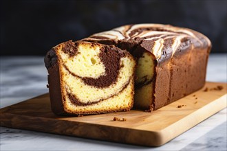 Traditional marble cake on cutting board. KI generiert, generiert AI generated