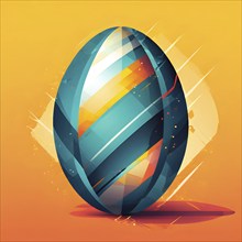 Abstract Easter egg design with geometric patterns, bold colors, and a mix of textures, creating a