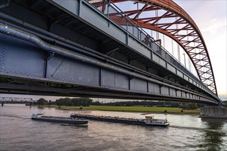 The Bridge of Solidarity, the longest tied-arch bridge in Germany, over the Rhine from