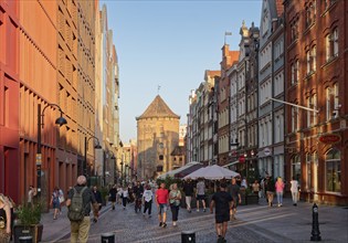 Pedestrian street in the harbour district in the city centre of Gdansk. Gdansk, Pomerania, Poland,