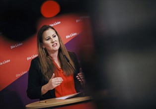 Janine Wissler, Chairwoman of the Left Party, recorded at a press conference in Berlin, 19 August