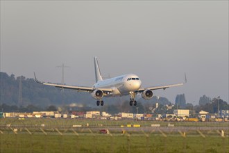 Passenger aircraft landing on the tarmac, Eurowings, Baden-Württemberg, Germany, Europe