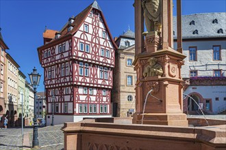 Abbey fountain at the town hall in Aschaffenburg, Bavaria, Germany, Europe