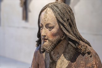 Head of Christ, detail of the Palmesel, wooden figure from around 1520, Diözesan Museum, .