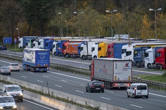 Rest area Ohligser Heide Ost, on the A3 motorway, direction Oberhausen, near Solingen, full truck