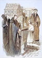 Henry II's penance at Thomas Becket's shrine From The National and Domestic History of England by