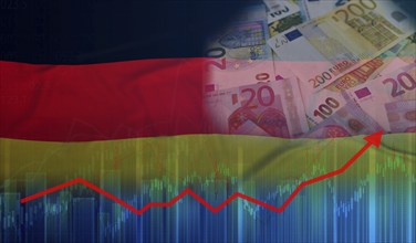 Germany economy growth on financial graph. Financial graph of German economic recovery