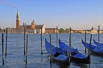 Venice, Grand Canal gondolas Italy San Giorgio Maggiore church tower lagoon