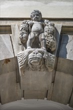 Sculpture above the main entrance of Dürer-Gymnasium, Sielstr. 17, Nuremberg, Middle Franconia,