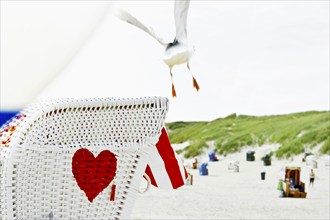 Beach chairs by the sea, Amrum, North Frisian Islands, Schleswig-Holstein, Germany, Europe