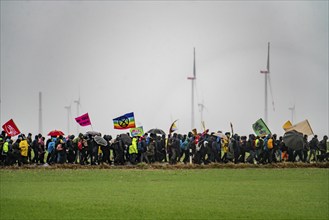 Demonstration against the demolition of the lignite village of Lützerath, from the village of