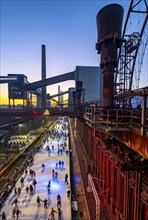 Ice rink at the Zollverein coking plant, Zollverein World Heritage Site, Essen, Germany, Europe