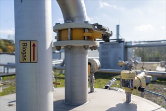 Digester, pipelines of the biogas plant of the company Reterra, biogas is produced in a digester