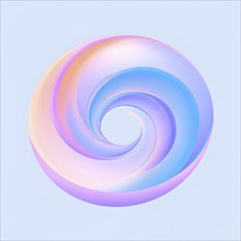 Spiral shape that slowly expands, rotates, and shifts colors in a soft gradient, invoking a