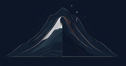 Minimalist illustration of an abstract mountain that cycles through day and night, symbolizing