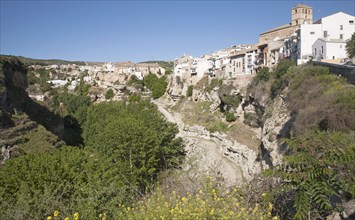 River Tajo limestone gorge cliffs, Alhama de Granada, Spain, Europe