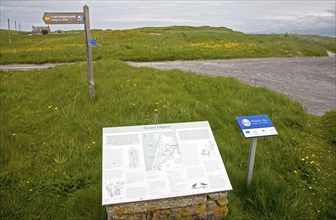 Information board and map about walks around Eoligarry, Barra, Outer Hebrides, Scotland, UK