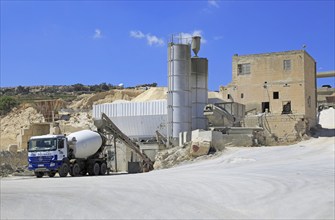 Polidano quarry producing limestone aggregates at Xaqqa, Malta, Europe