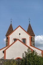 Collegiate Church of St Peter and Paul, Niederzell, Reichenau Island, double tower, symmetry, Lake