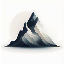 Minimalist illustration of an abstract mountain that cycles through day and night, symbolizing