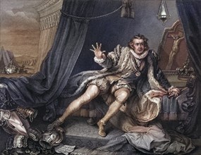 Garrick in the character of Richard the Third David Garrick 1717 to 1779 English actor Engraved by