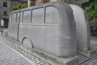 The concrete bus in Erlangen commemorates the Nazi murders during the Nazi era, temporary memorial