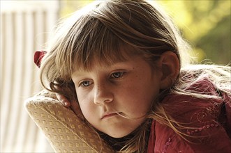 Little girl with freckles, 5 years, Close up, Bavaria, Germany, Europe