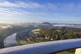 Sunrise in Saxon Switzerland, Rathen, Saxony, Germany, Europe