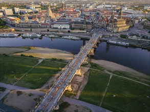 Dresden Old Town with Augustus Bridge, Church of Our Lady, Dresden, Saxony, Germany, Europe