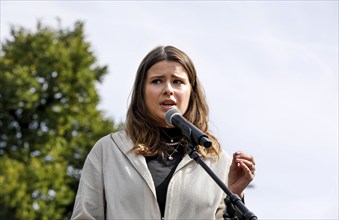 Luisa Neubauer speaks during the Fridays for Future demo. Fridays for Future demands on all