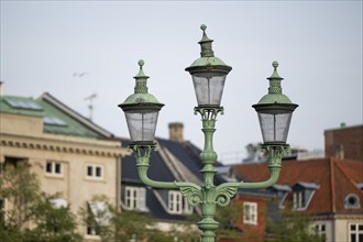 Historic street lamps, Højbro Plads, Ved Stranden, Copenhagen, Denmark, Europe