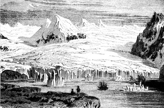 The Englishmen's Bai on Spitsbergen in 1880, Historical, digital reproduction of an original from