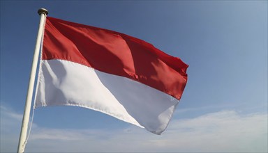 The flag of Indonesia flutters in the wind