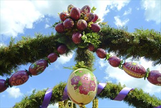 Easter custom, Easter fountain in Franconian Switzerland, detail, here in Bieberbach, district of