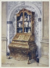 Furniture around the turn of the century 1900, Inlaid walnut bureau-cabinet (1910, 1911), Inlaid